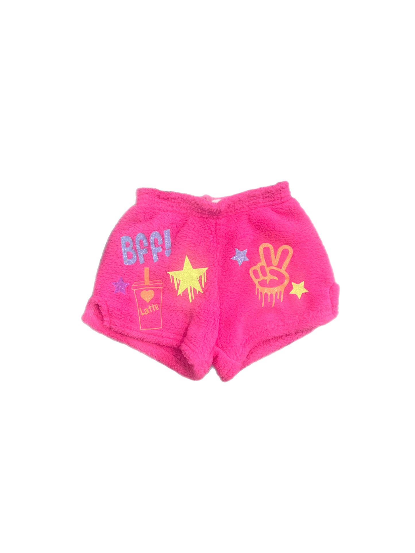 Made with Love and Kisses Neon Pink BFF/Latte/Peace/Stars Girls Shorts